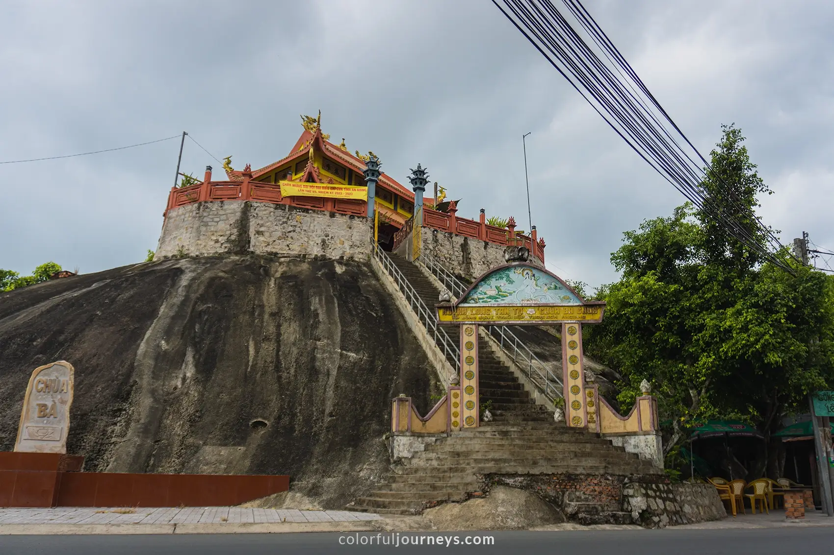 A temple situated on a large boulder in An Giang, Vietnam