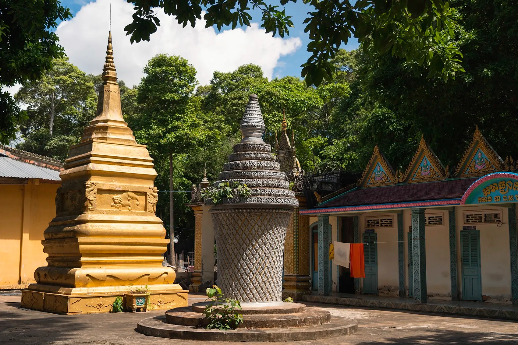 A stupa at the Cave Temple in Tra Vinh, Vietnam