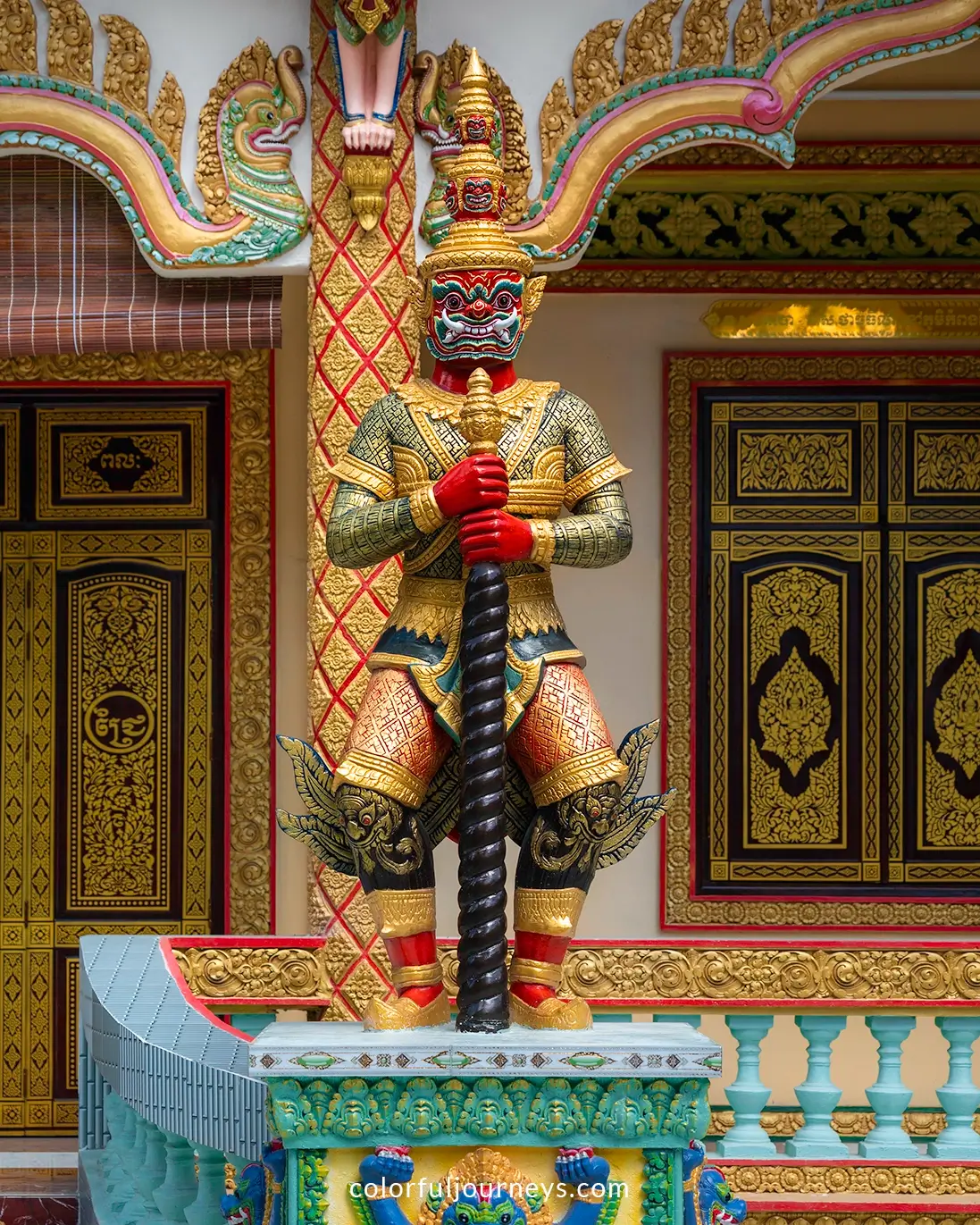 A colorful statue at a temple in Tra Vinh, Vietnam