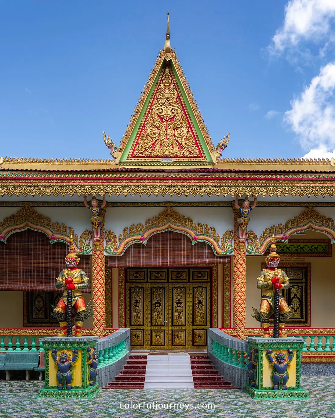 A colorful temple in Tra Vinh, Vietnam