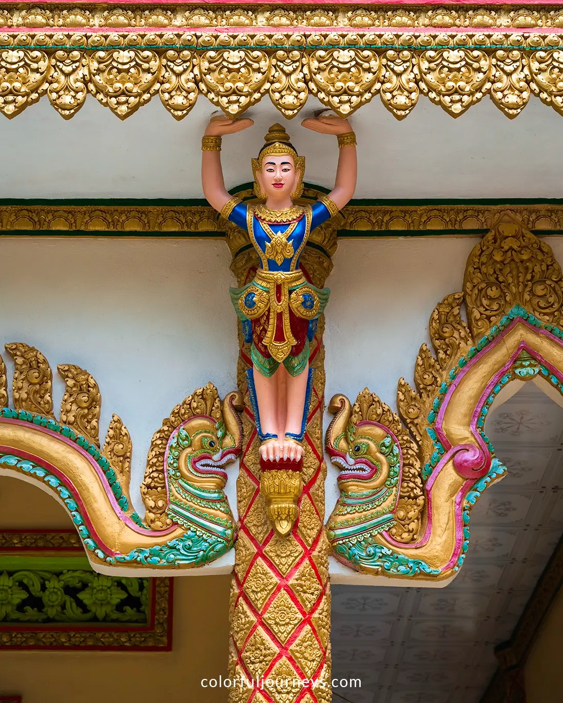 Intricate details at Chua Hang temple in Tra Vinh, Vietnam