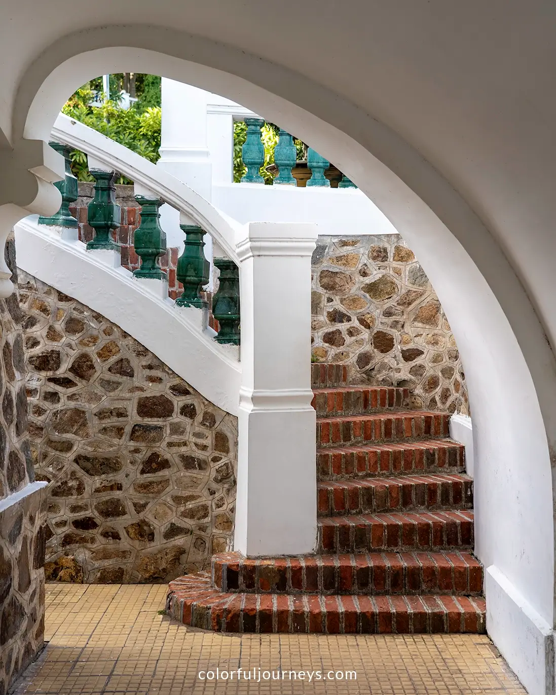 A staircase at the White Villa in Vung Tau, Vietnam