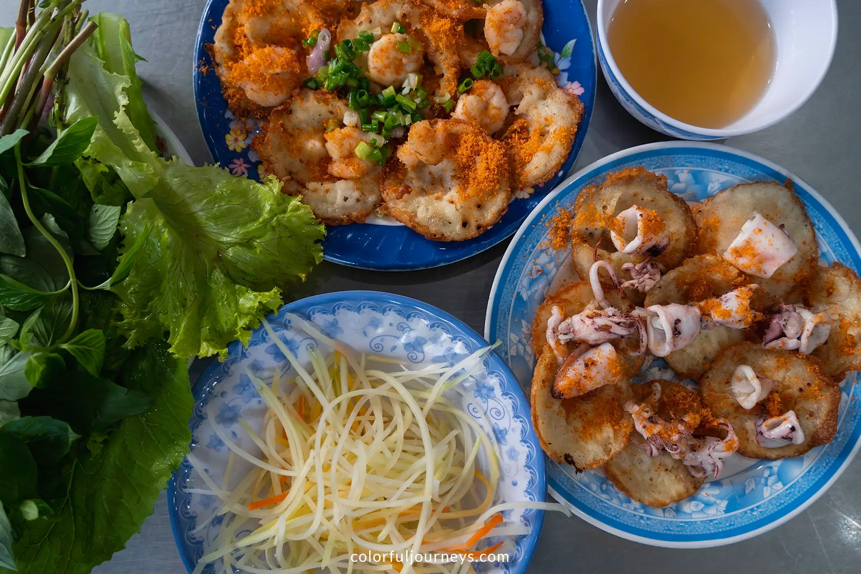 Plates of banh khot in Vung Tau, Vietnam
