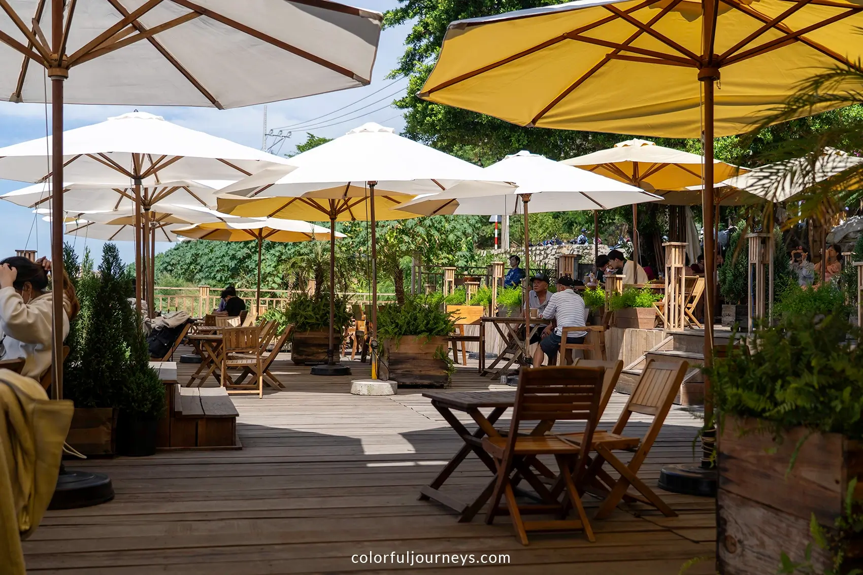 A cafe with parasols in Vung Tau, Vietnam