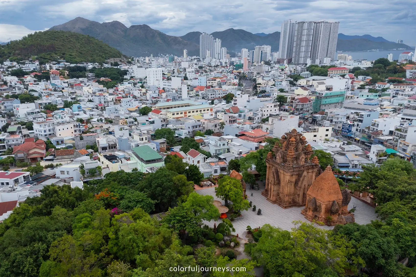 Po Nagar Cham Temple in Nha Trang seen from above