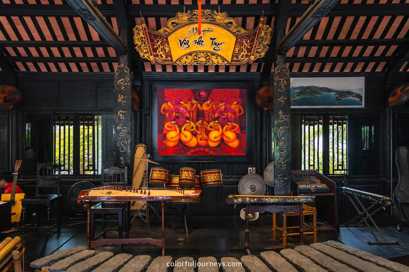 The inside of a traditional Vietnamese wooden house in Nha Trang. 