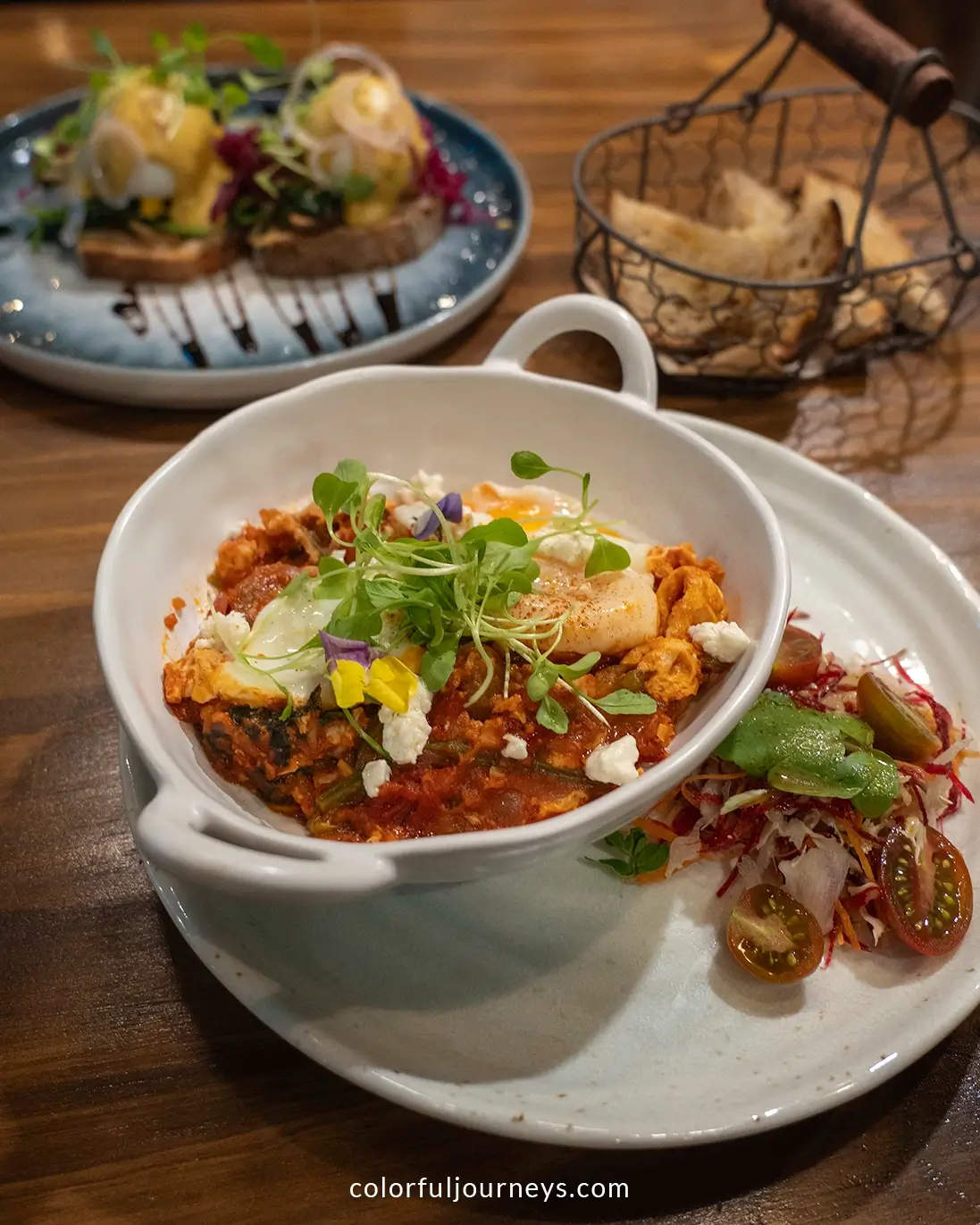 Plates with food at a cafe in Nha Trang, Vietnam