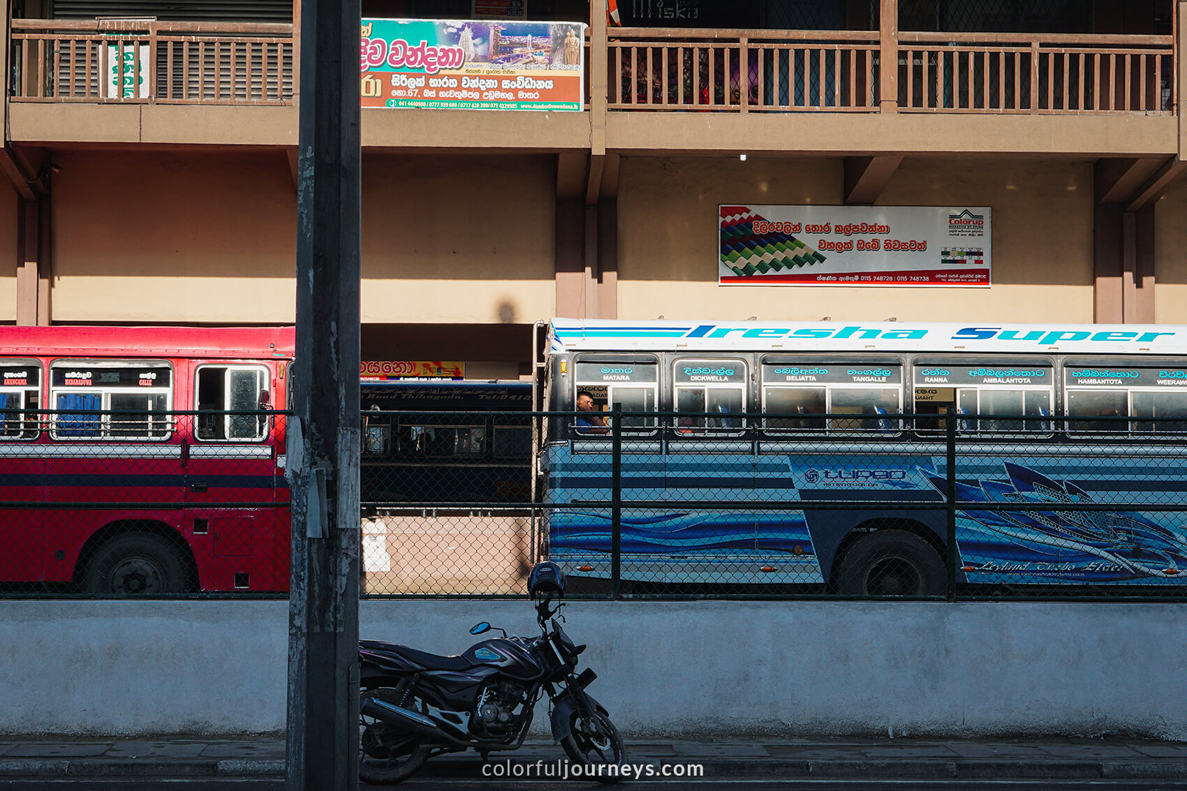 Busses at Matara bus station, Sri Lanka. 
