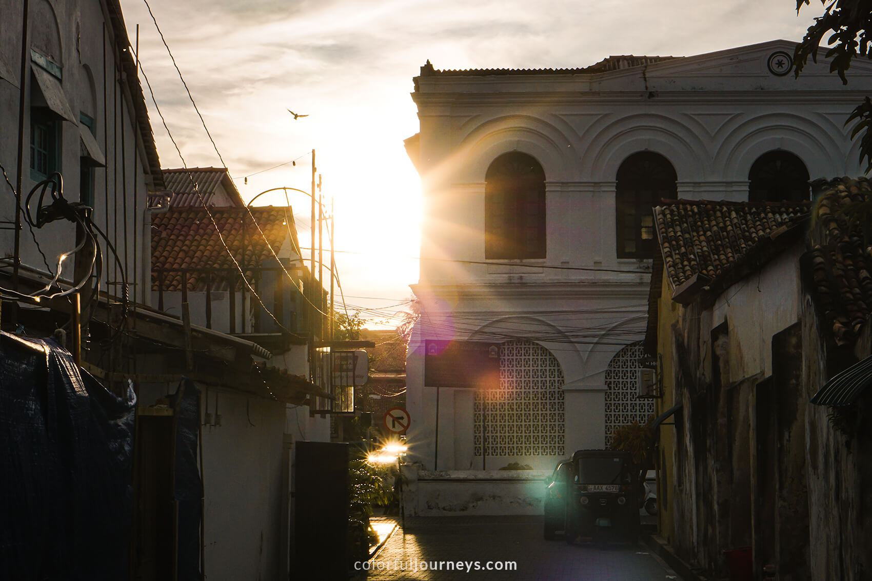 Narrow streets in Galle, Sri Lanka.