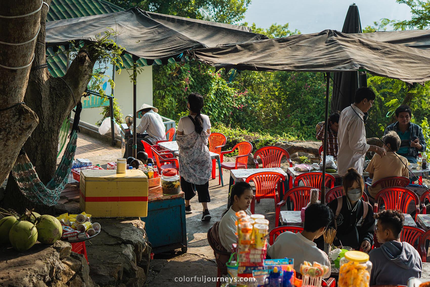 Stalls at the top of Sam Mountain, Vietnam