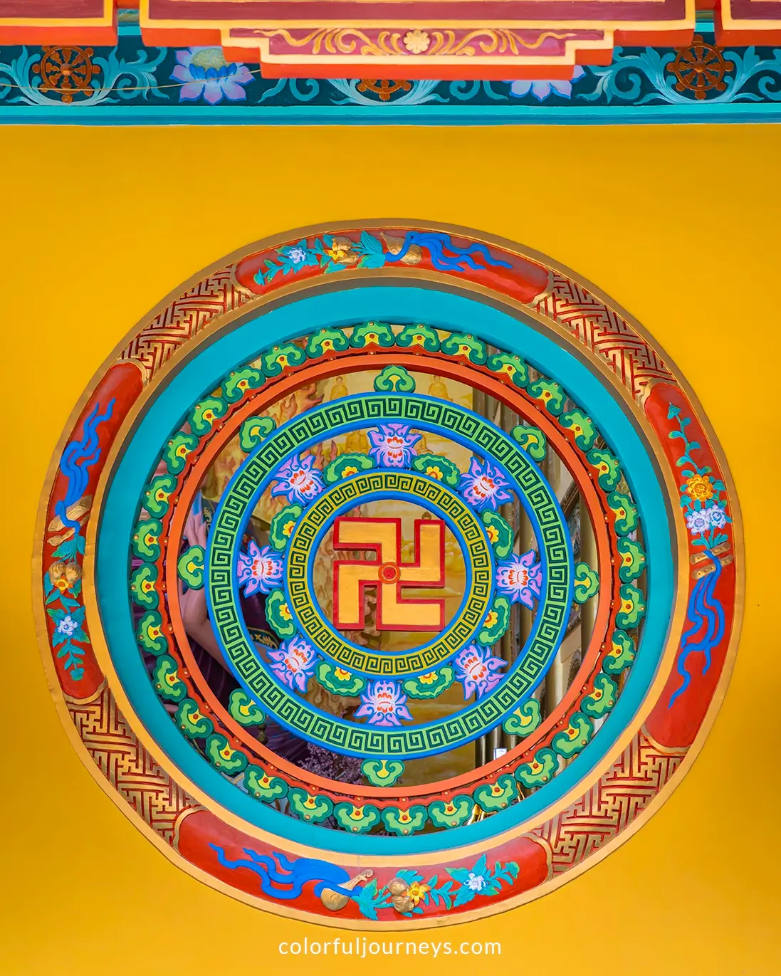 Intricate paintings at a temple in Quang Ngai, Vietnam