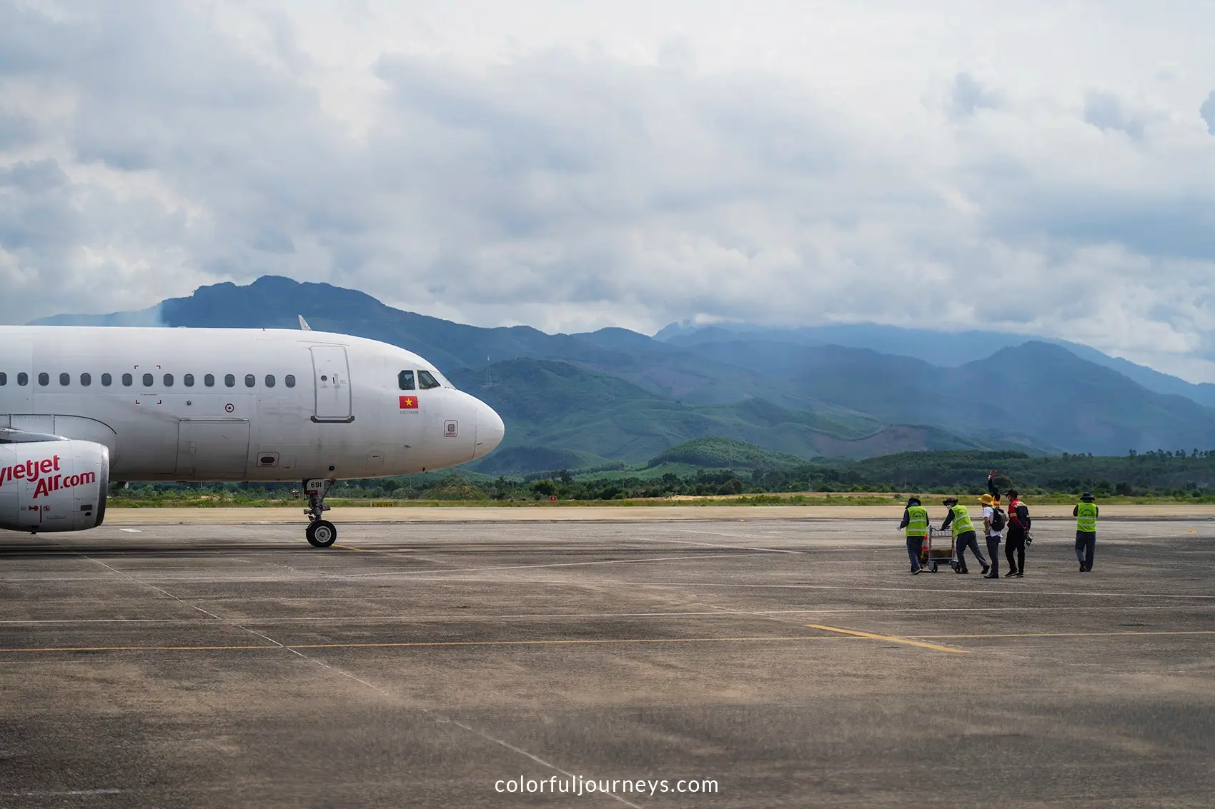 An airplane at the Quang Ngai Airport, Vietnam 