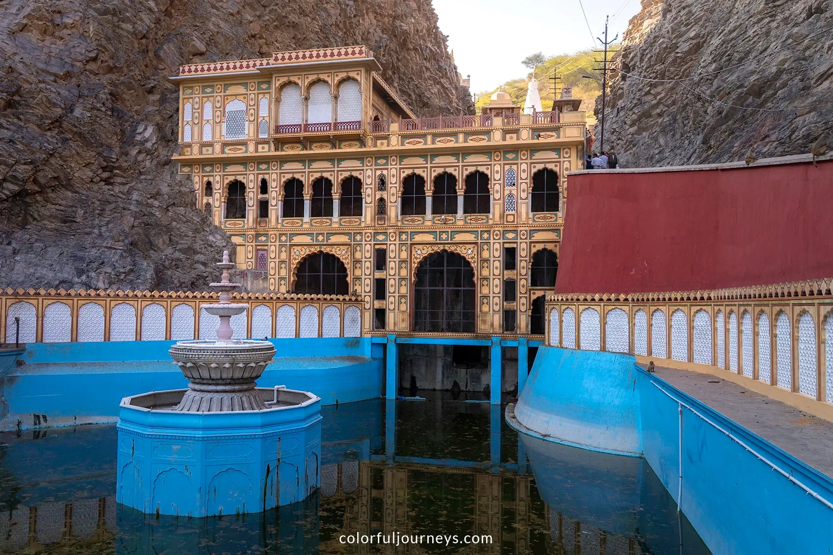 A sacred pool at the Monkey Temple in Jaipur, India
