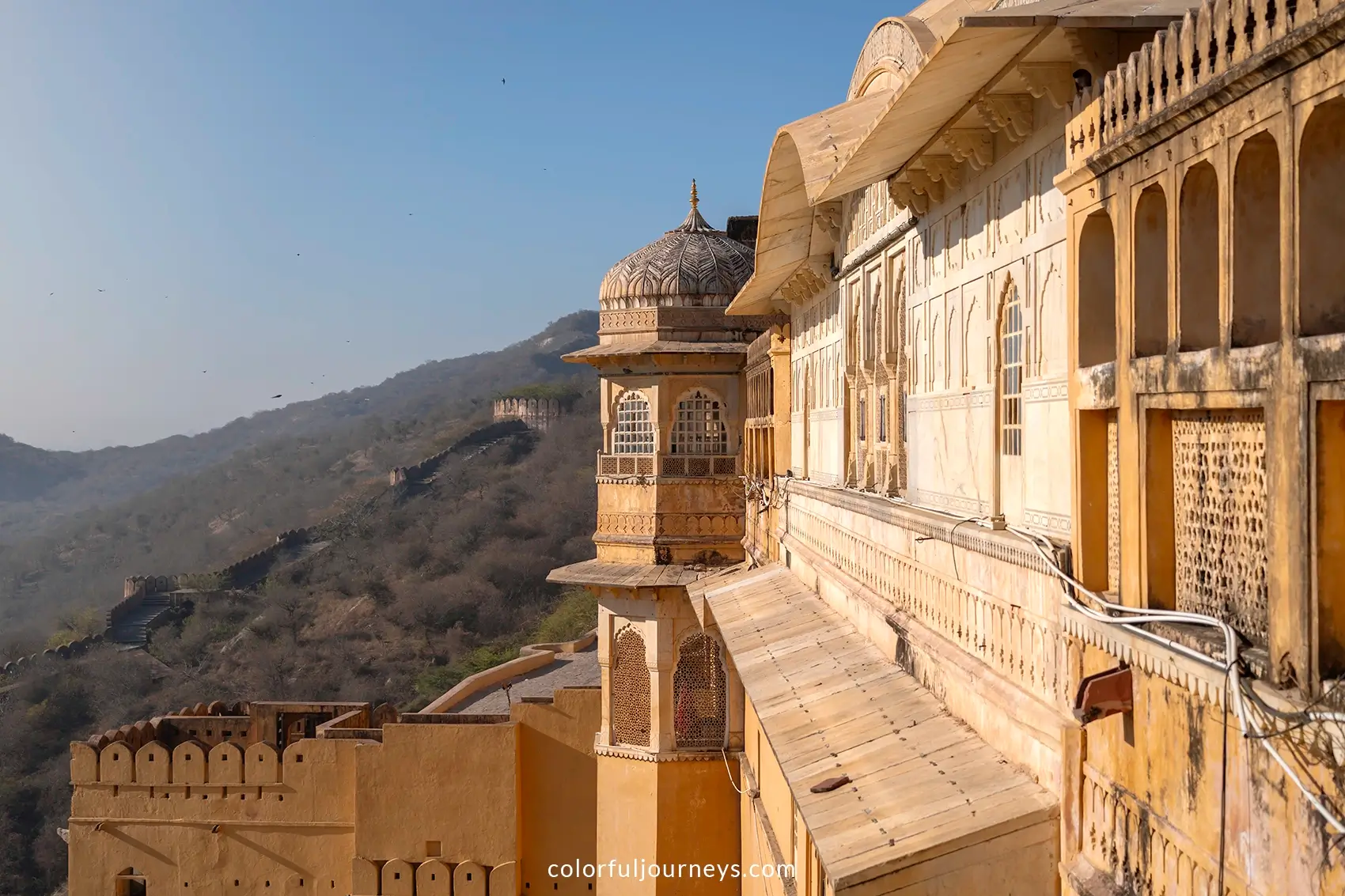 Morning light hitting the walls of Amer Fort in Jaipur, India