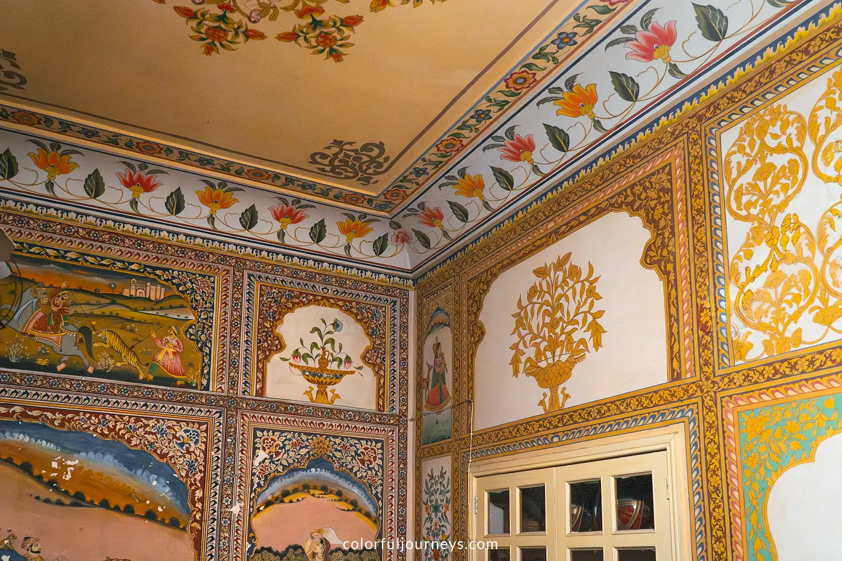 Fresco murals at a haveli in Jaipur, India