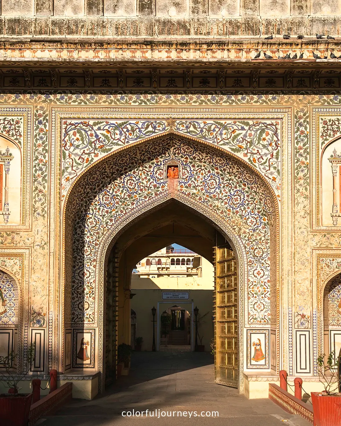 An intricately designed gateway at the Royal Palace in Jaipur, India
