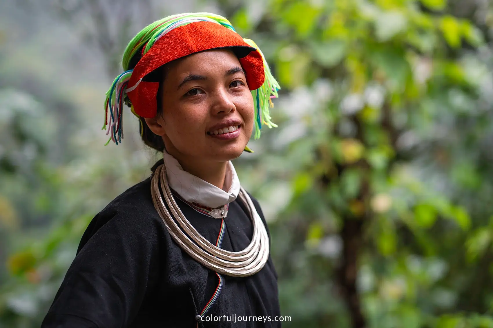 A woman wearing traditional Dao clothes in Vietnam