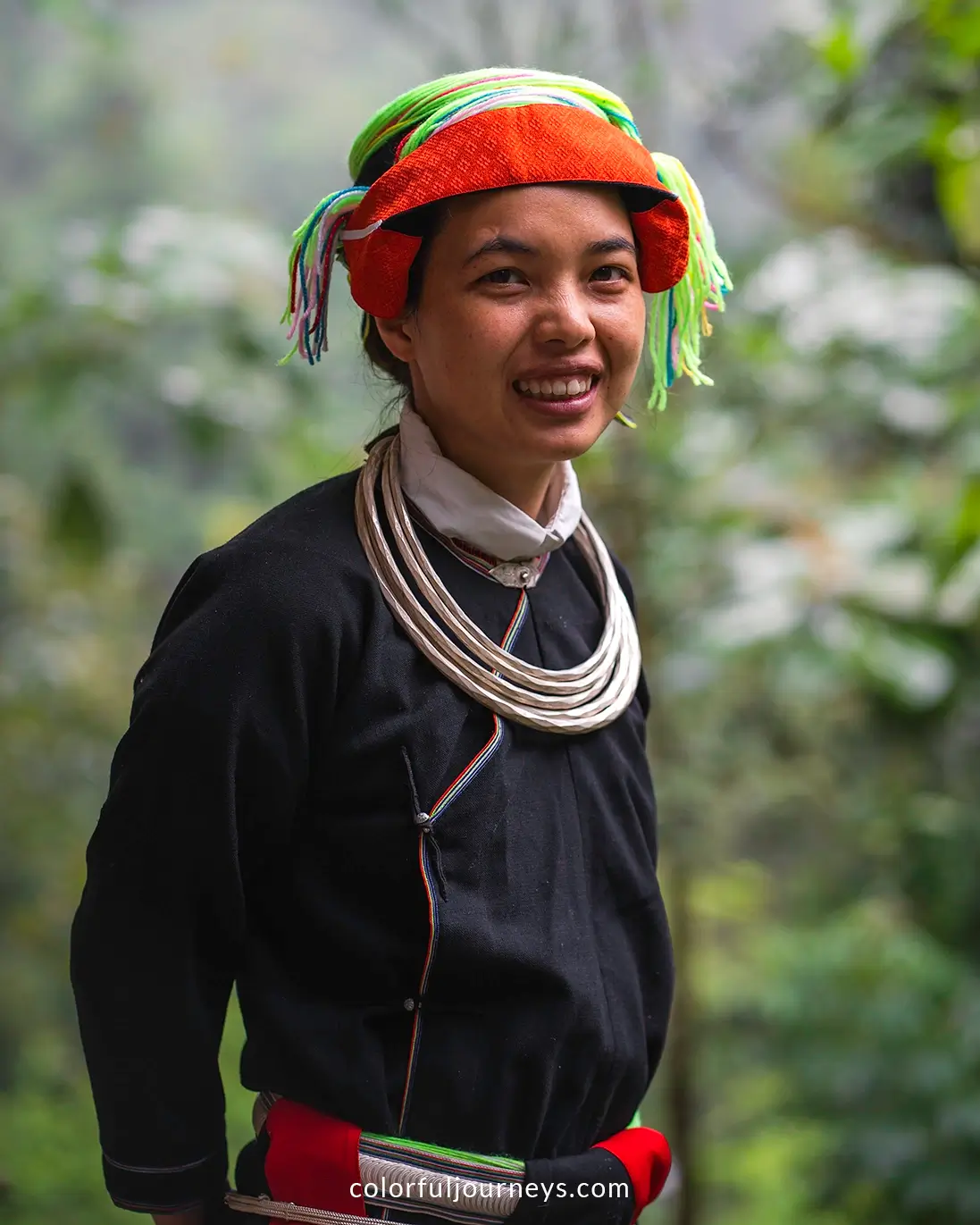 A woman wearing traditional Dao clothes in Vietnam