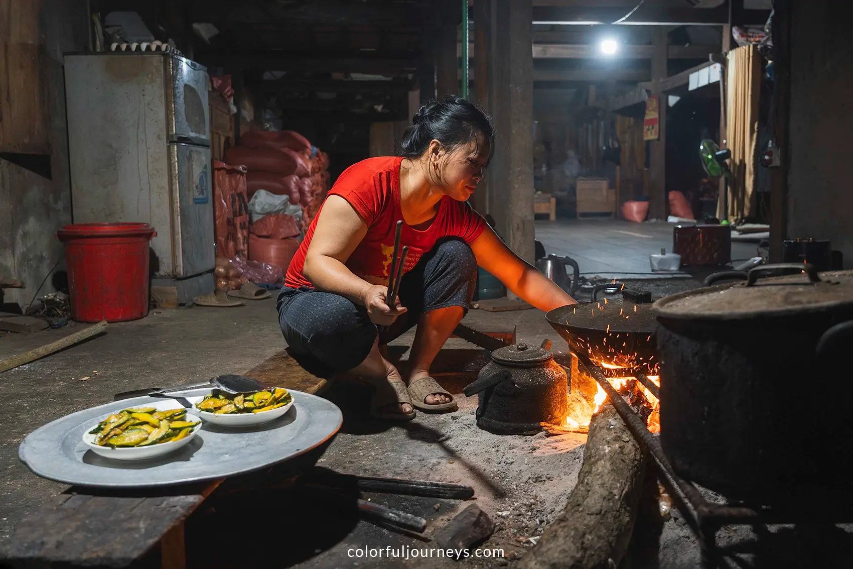 A woman prepares a meal in Northern Vietnam