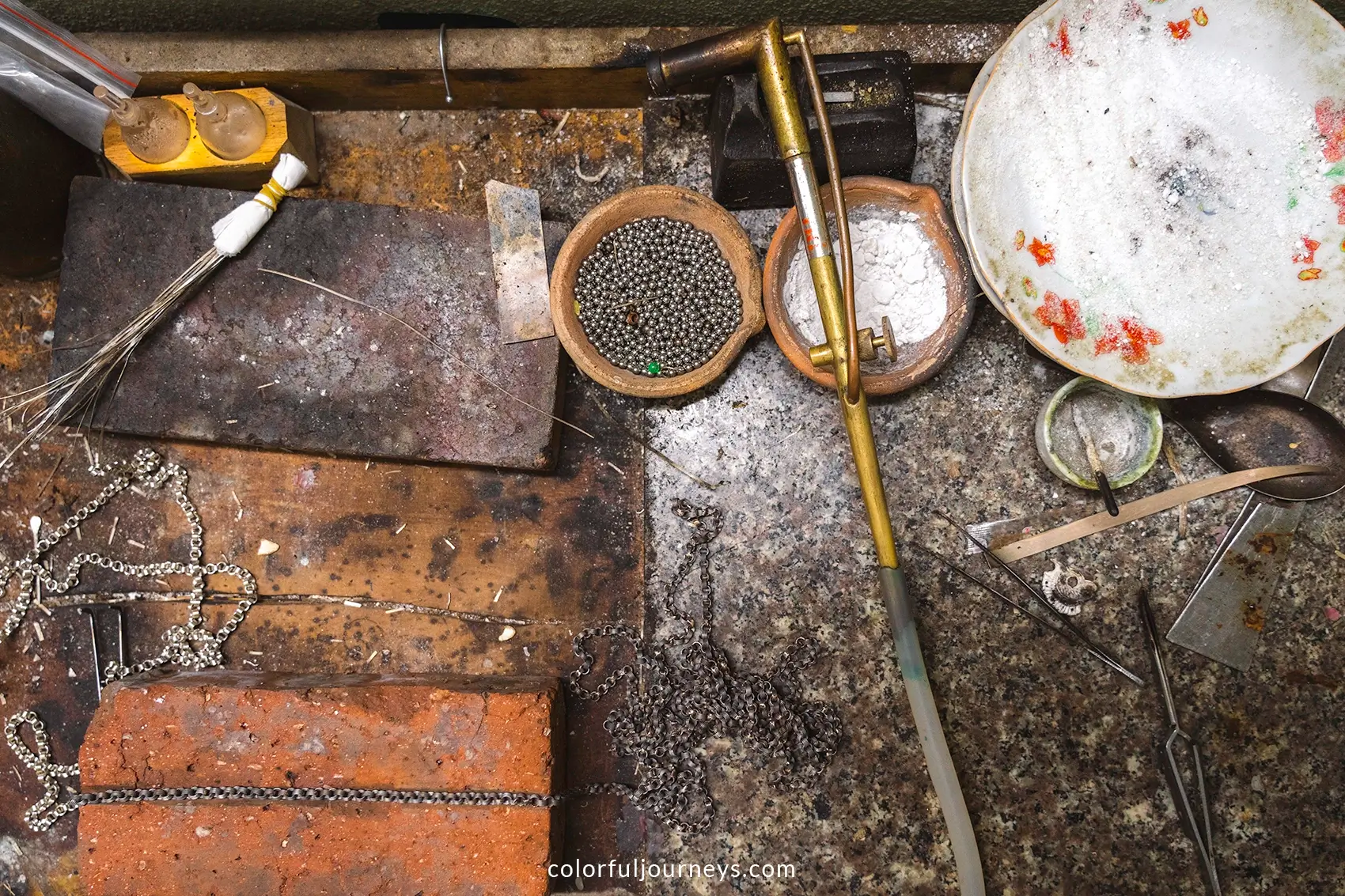 Traditional jewelry being made in Ha Giang, Vietnam