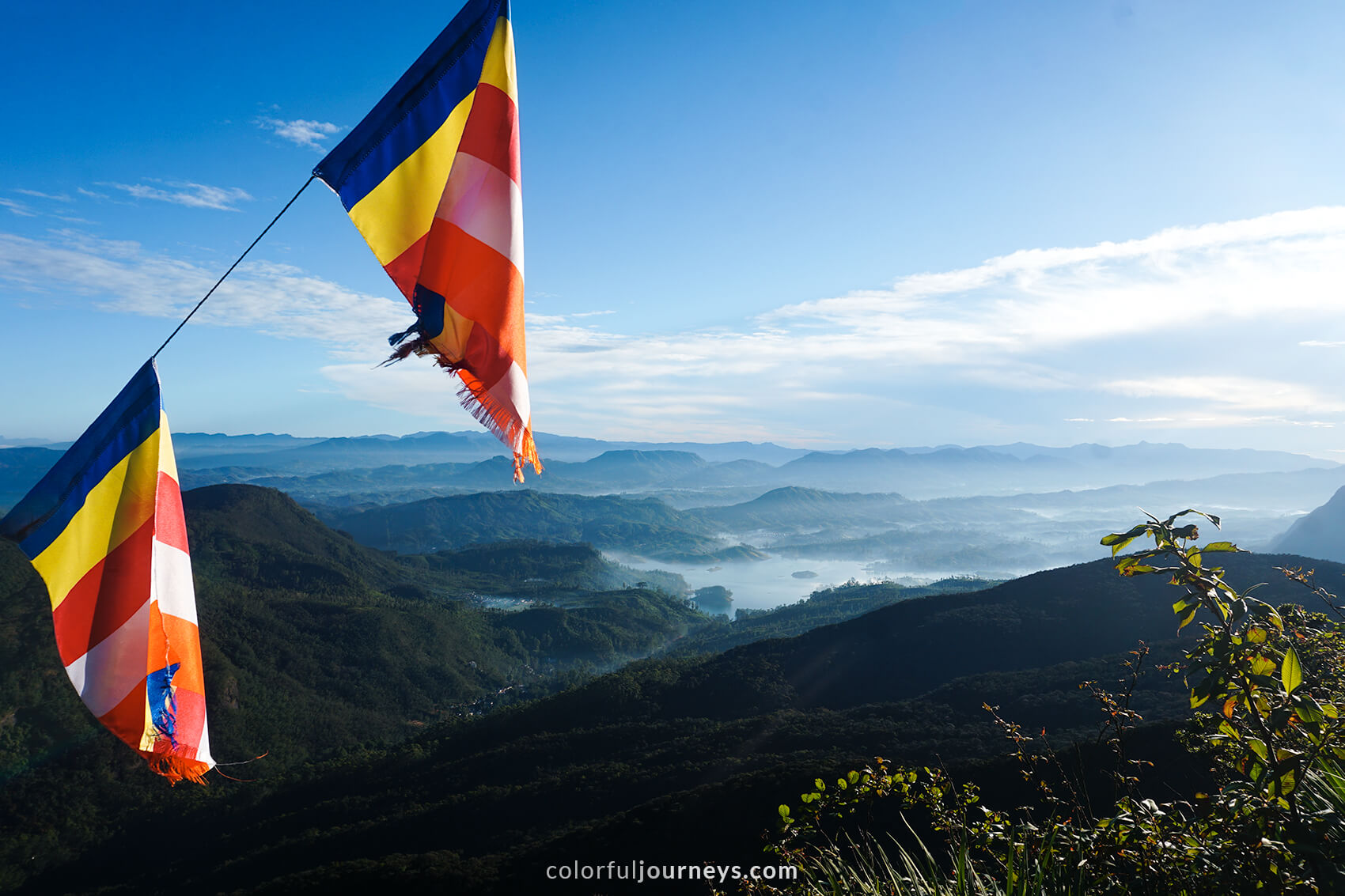 A view at green valleys from Adam's Peak, Sri Lanka. 