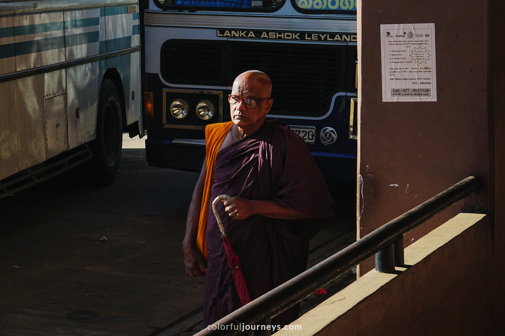 A monk is seen at Matara Bus Station