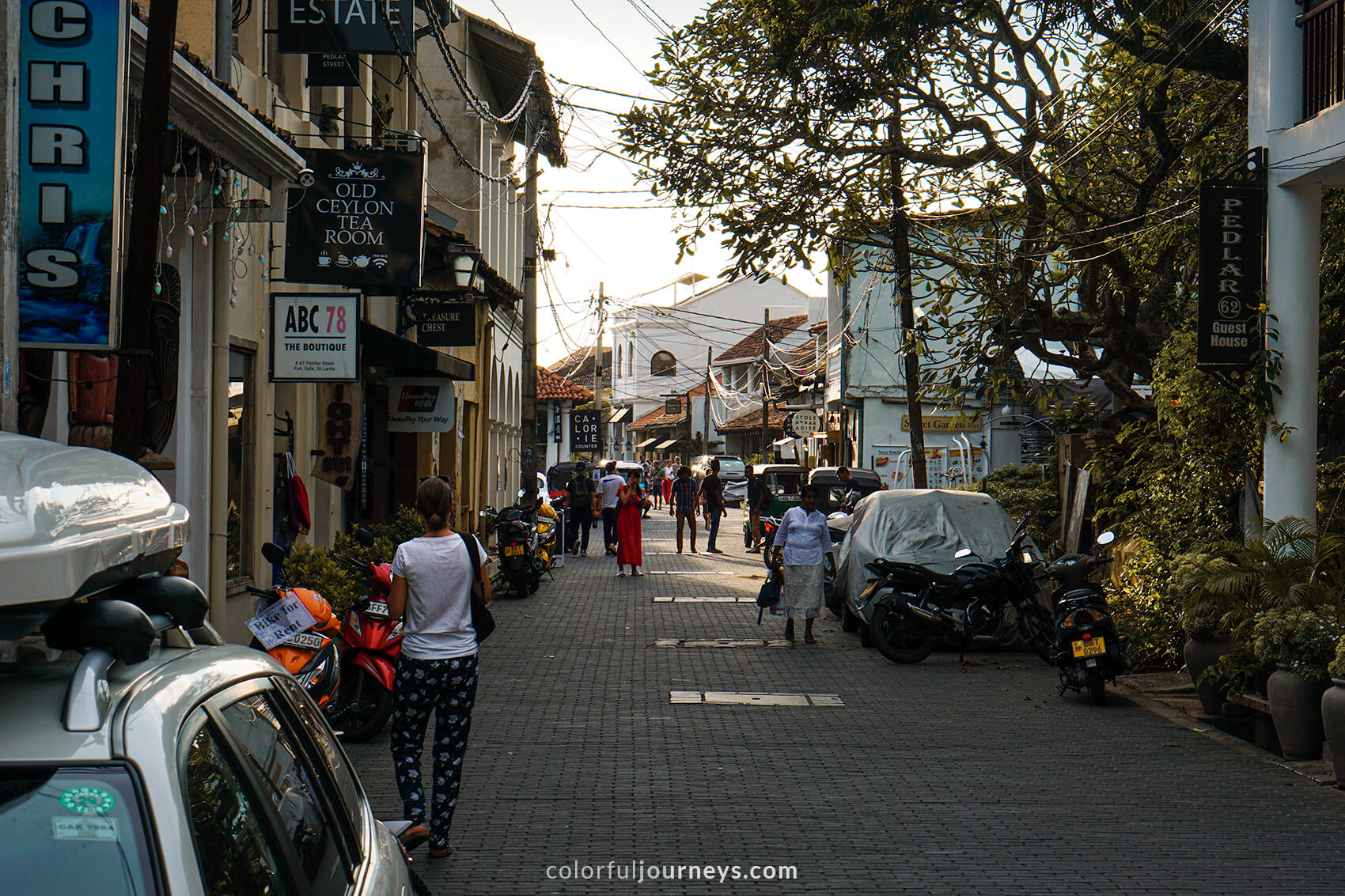Busy street in Galle Fort, Sri Lanka