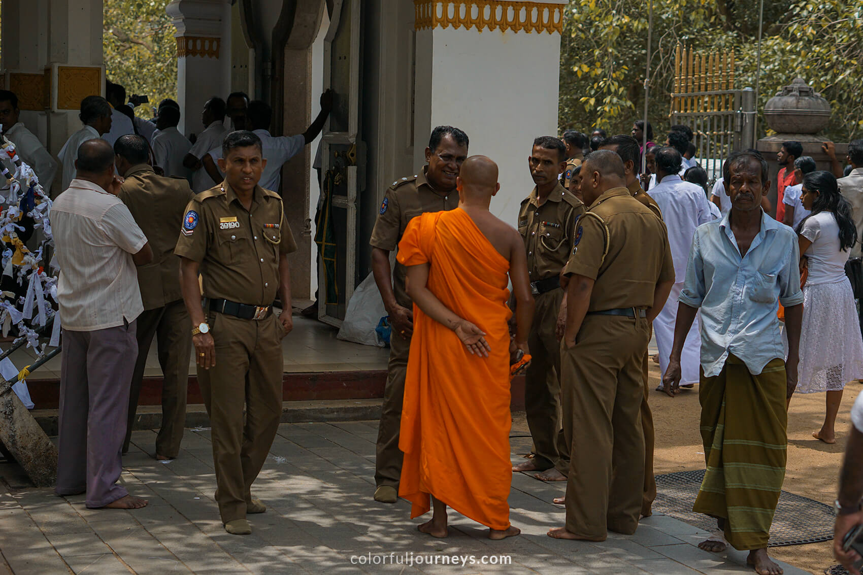 Crowds at a temple in Anuradhapura, Sri Lanka
