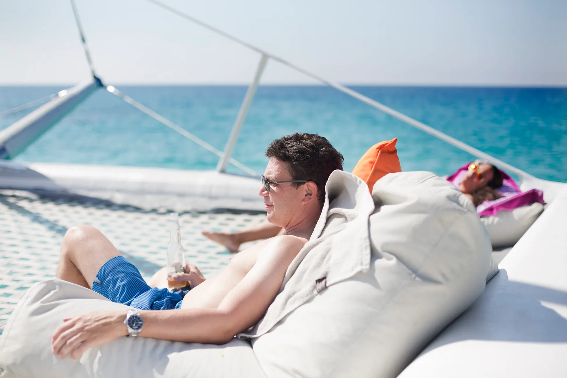 photo catamaran boy resting