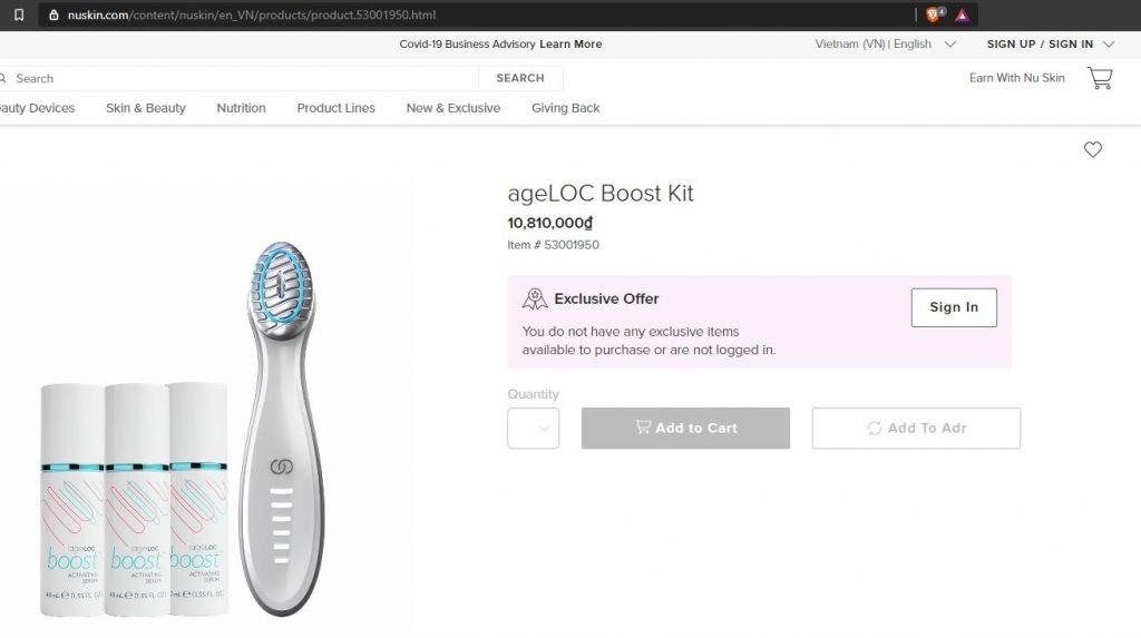 Giá máy Ageloc Boost Nuskin tại myphamnuskin.vn