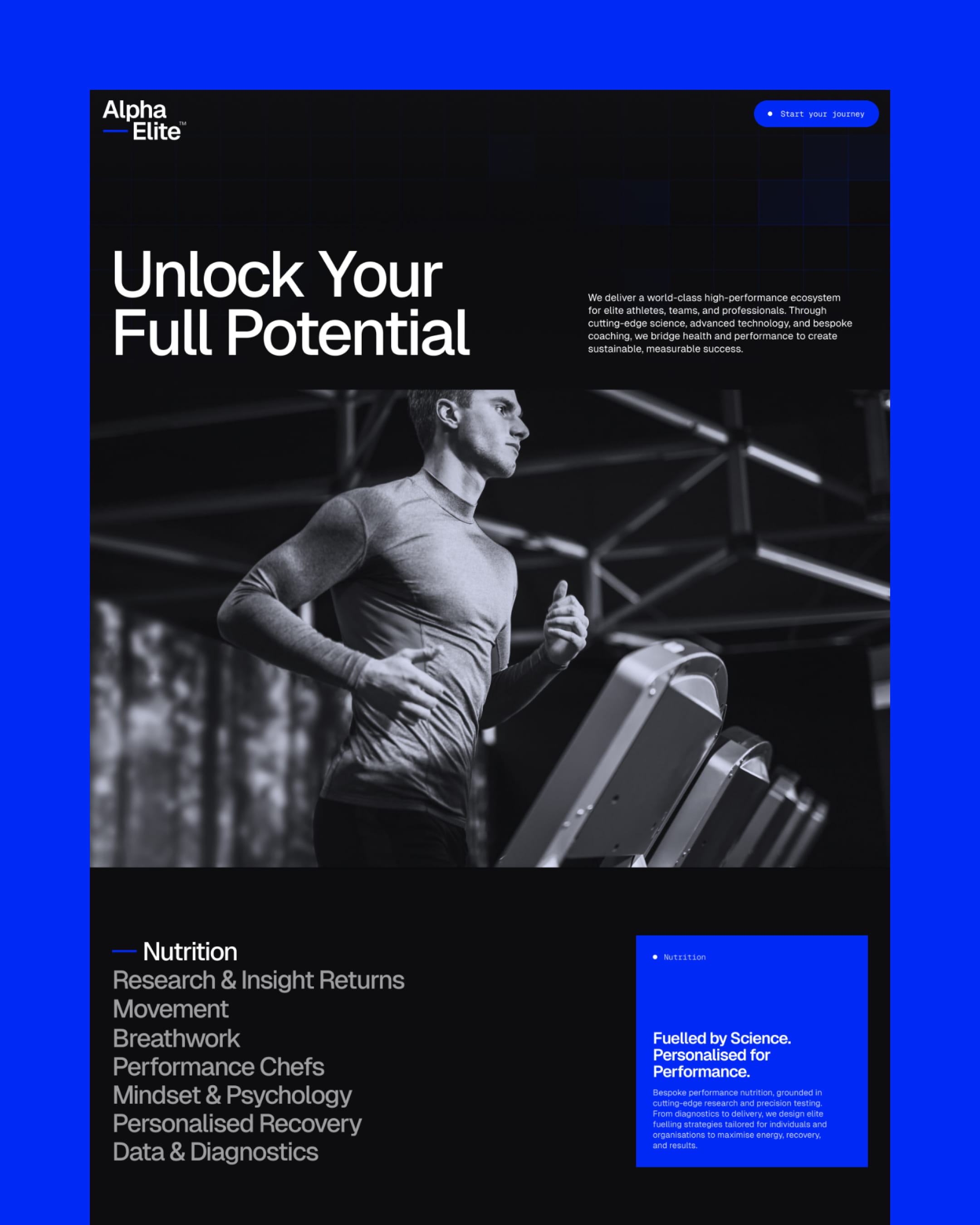 Alpha Elite homepage design in webflow