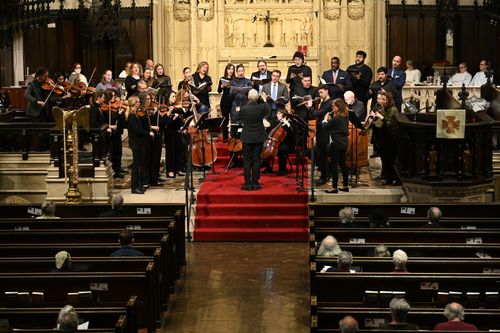 The 2025 Bach Institute Fellows perform with the Emmanuel Music Orchestra