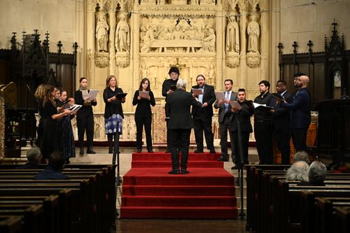 A choir sings at the Bach Insitute