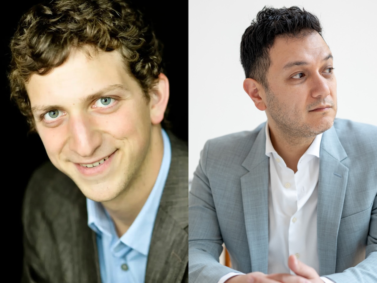 Two headshots side by side of artists