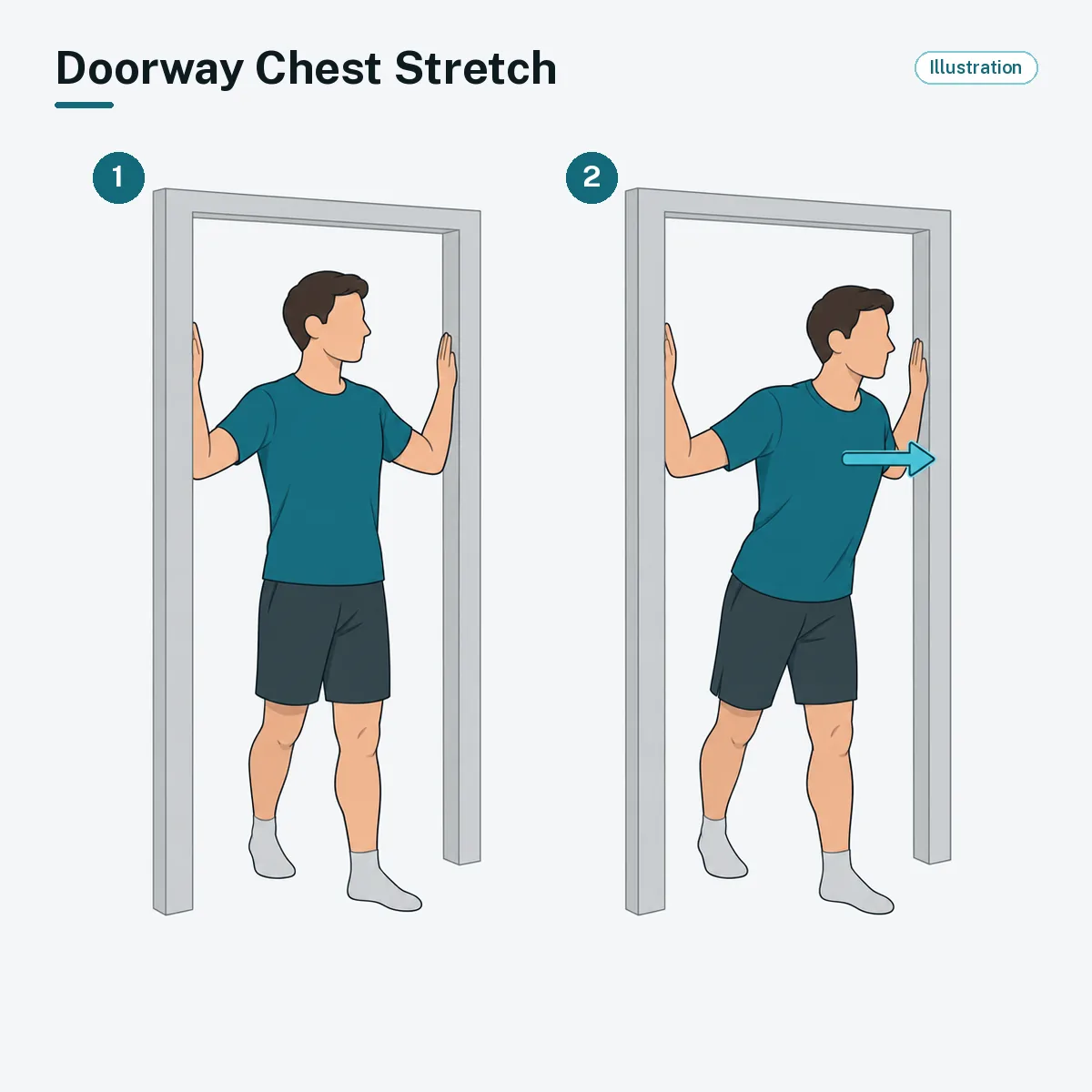 A person with forearms on a door frame leans gently forward through the doorway.