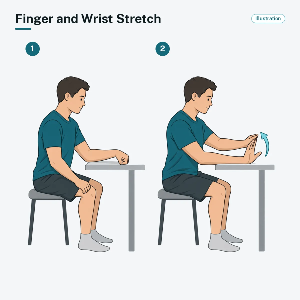 One hand gently straightens the curled fingers and wrist of the other hand.