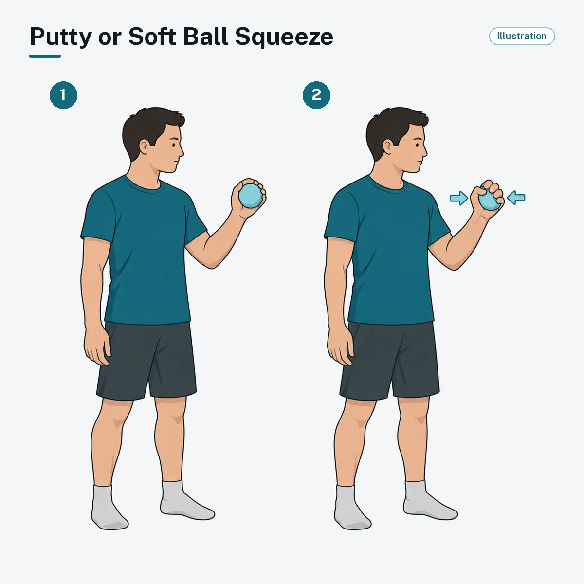 A hand gently squeezes a soft ball.