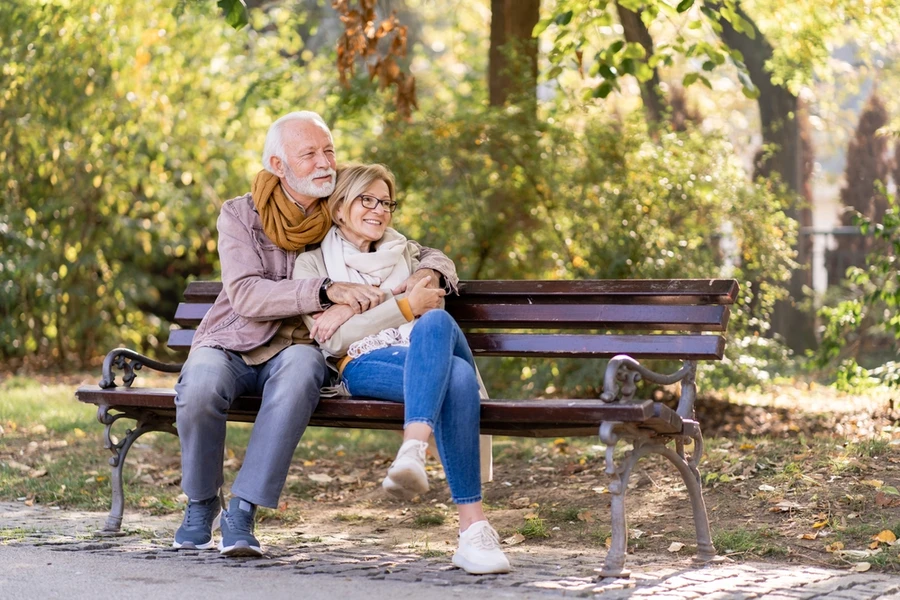 senior couple in the public park