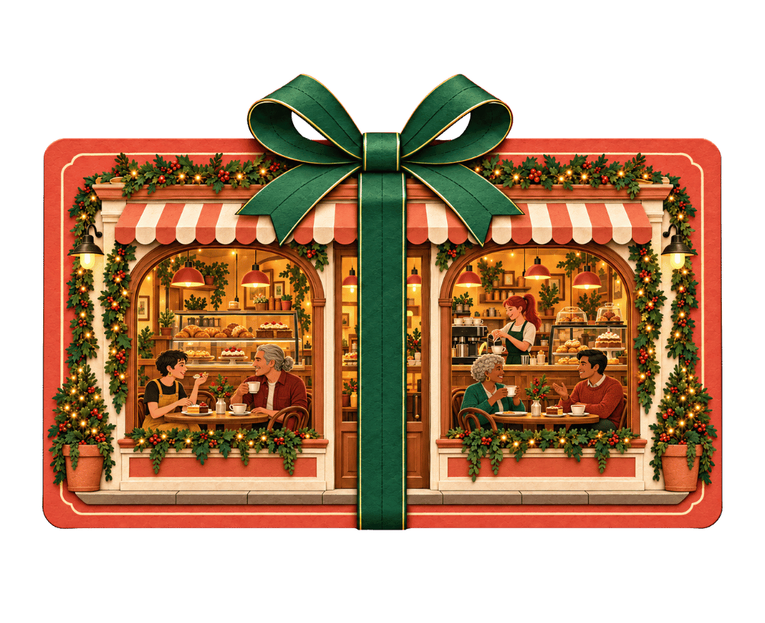 A cosy café wrapped up like a Christmas present.