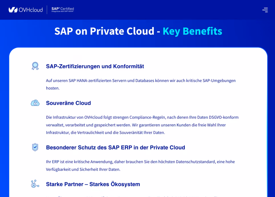 Key Benefits werden aufgelistet