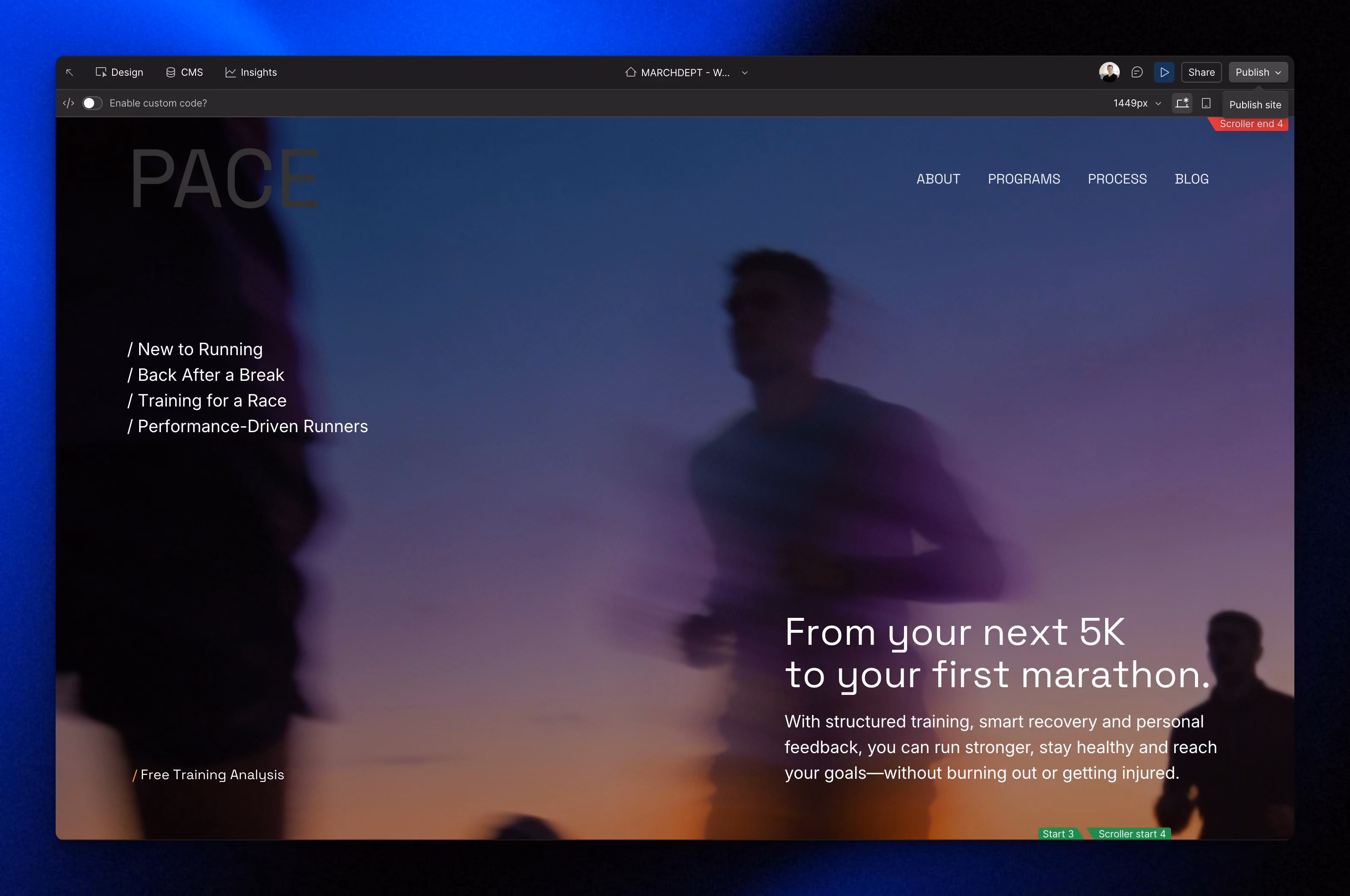 Webflow live website screenshot