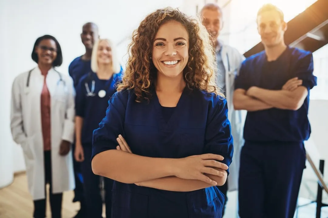 Smiling healthcare student enrolled in Stepful training