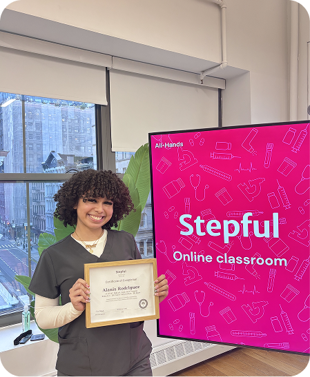 Stepful online healthcare training program card