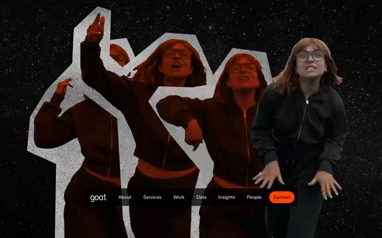 The Goat Agency homepage, multi-market influencer marketing agency