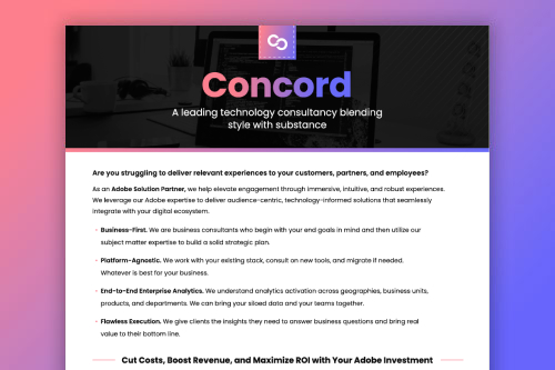 Adobe one-pager PDF preview