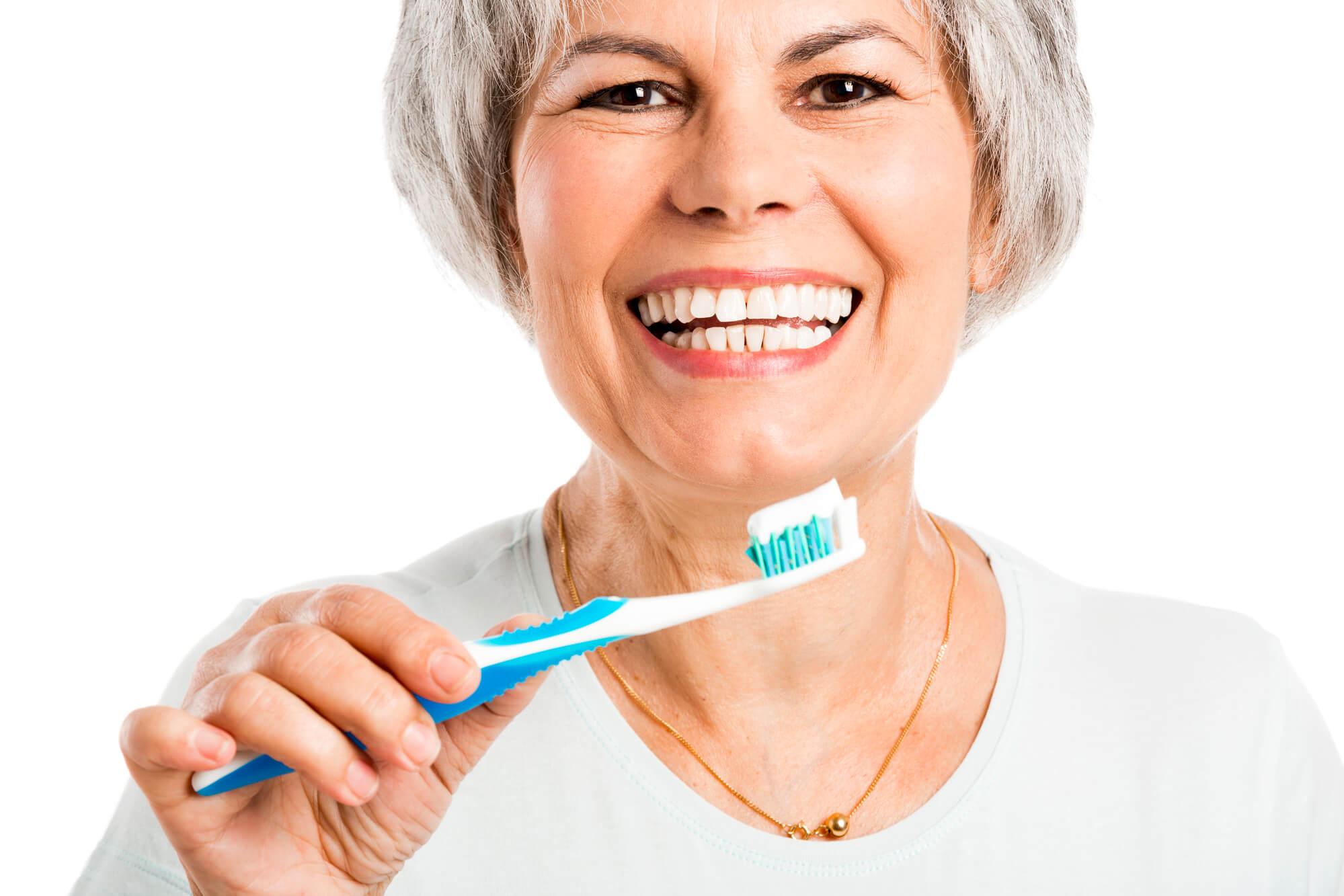 elderly woman with good dental hygiene Issaquah