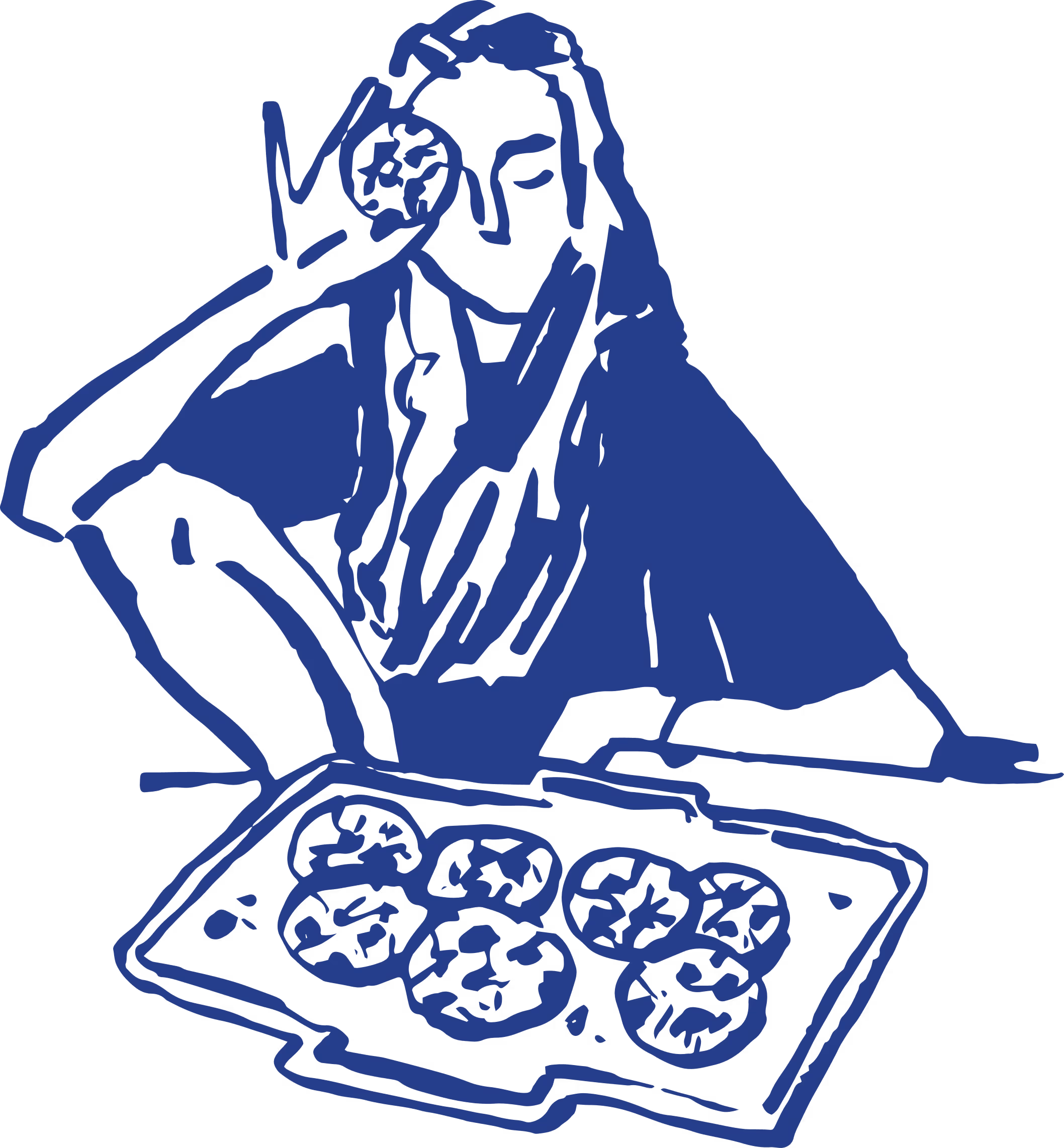 illustration girl making cookie