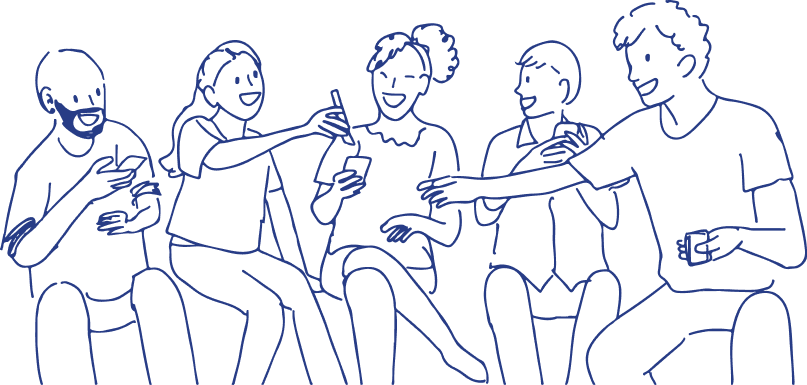 Friends group using mobile