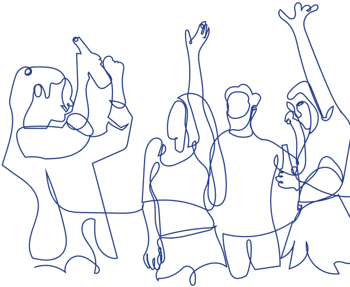 Friends dancing with drink bottle