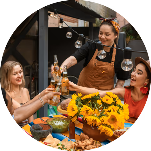 Grils group cheers on drink